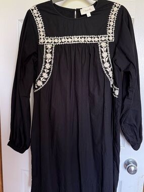 Cleobella Black Dress with White Embroidered Trim